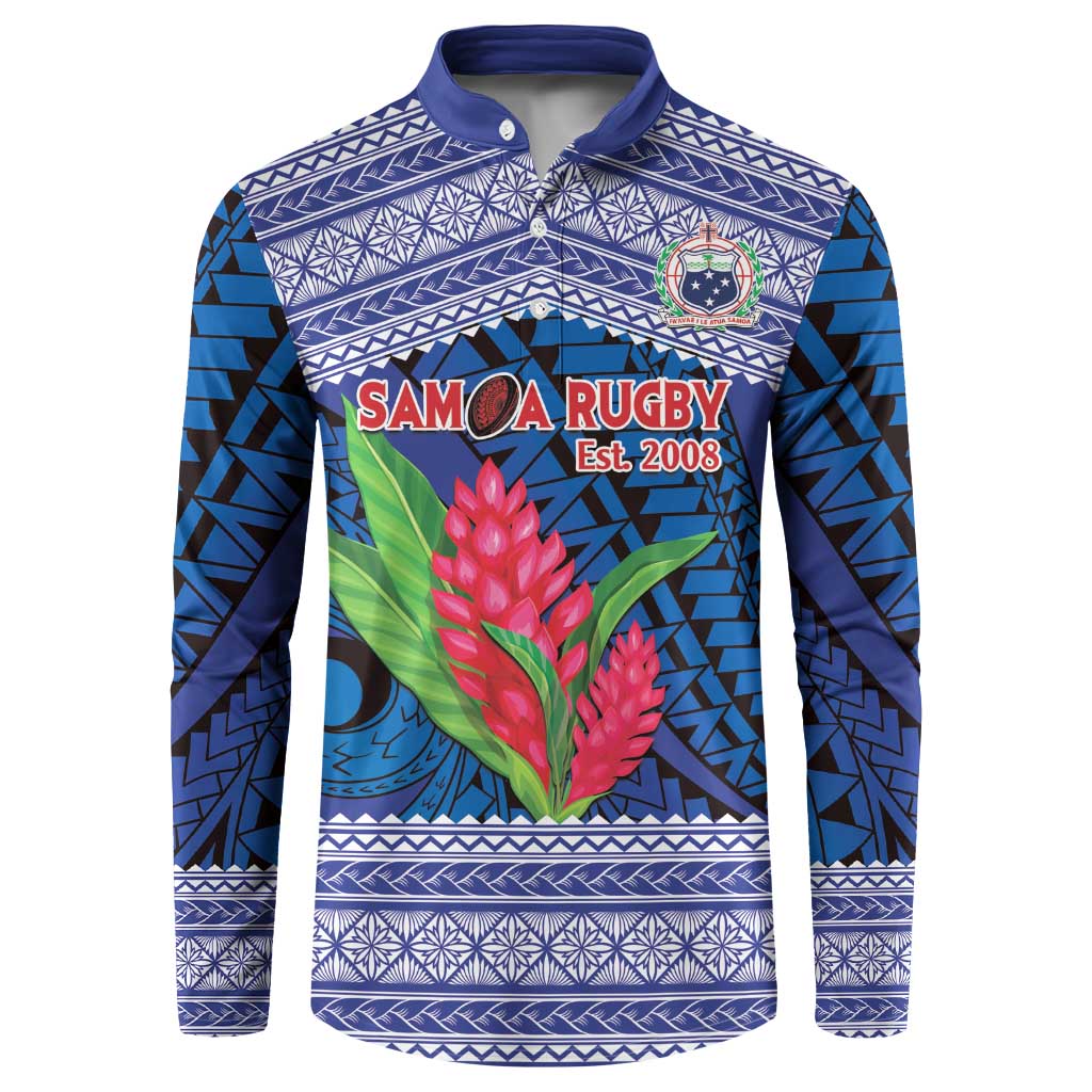 Custom Samoa Rugby Button Sweatshirt 2024 Go Champions Samoan Gingers LT14 Blue - Polynesian Pride