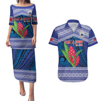 Custom Samoa Rugby Couples Matching Puletasi and Hawaiian Shirt 2024 Go Champions Samoan Gingers LT14 Blue - Polynesian Pride