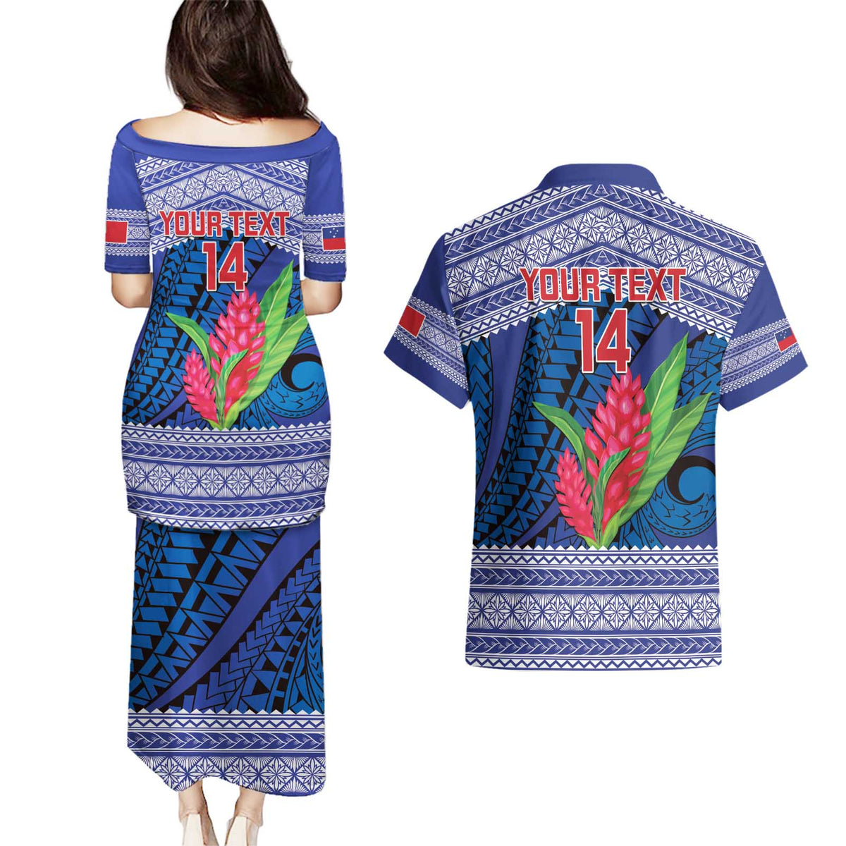 Custom Samoa Rugby Couples Matching Puletasi and Hawaiian Shirt 2024 Go Champions Samoan Gingers LT14 - Polynesian Pride