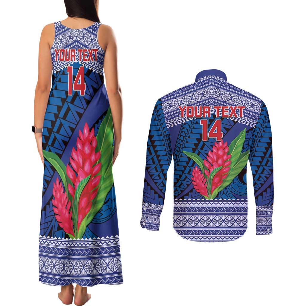 Custom Samoa Rugby Couples Matching Tank Maxi Dress and Long Sleeve Button Shirt 2024 Go Champions Samoan Gingers LT14 - Polynesian Pride