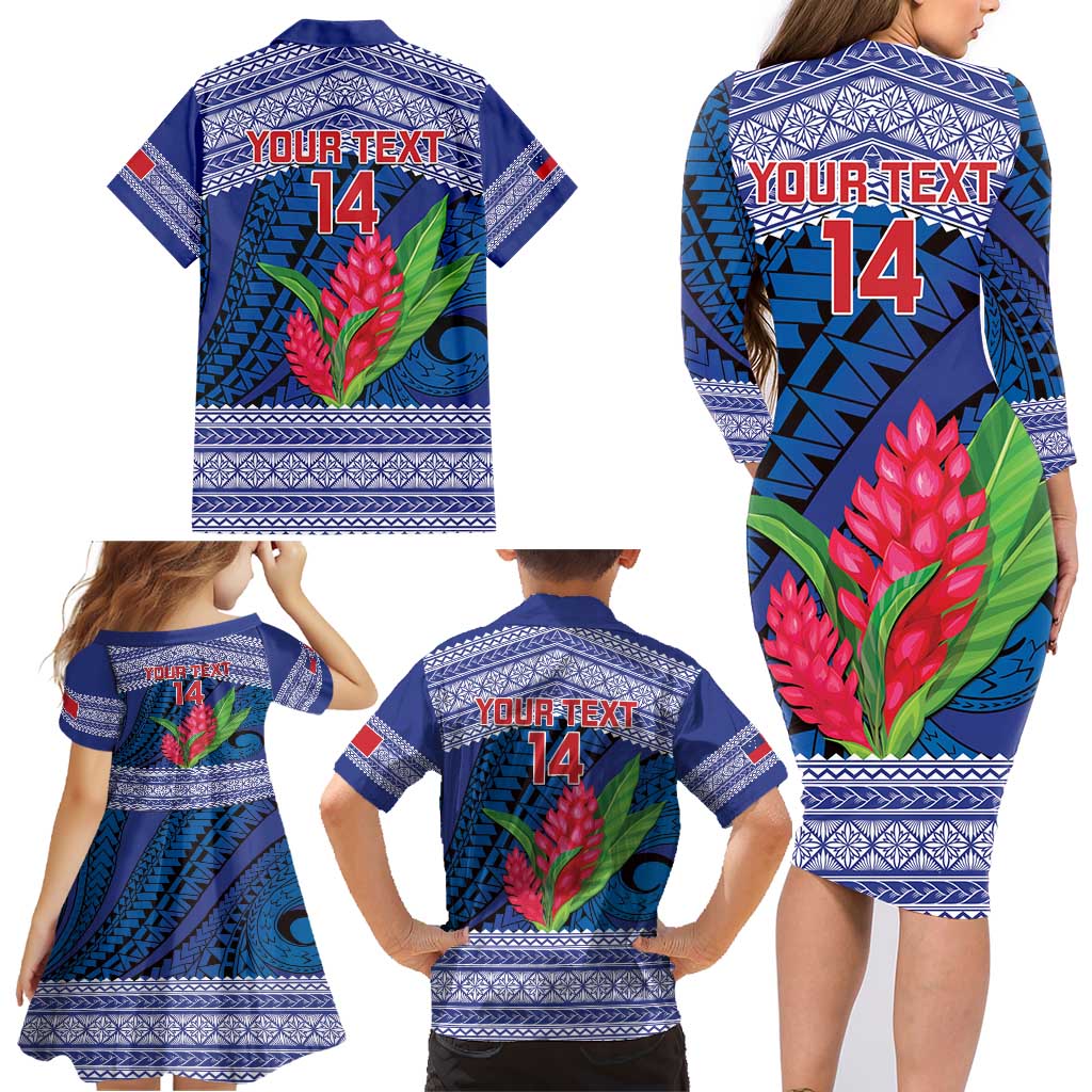 Custom Samoa Rugby Family Matching Long Sleeve Bodycon Dress and Hawaiian Shirt 2024 Go Champions Samoan Gingers