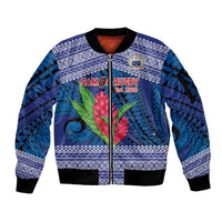 Custom Samoa Rugby Sleeve Zip Bomber Jacket 2024 Go Champions Samoan Gingers LT14 Unisex Blue - Polynesian Pride