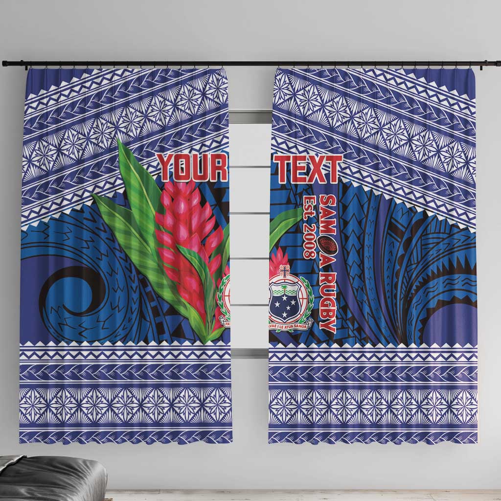 Custom Samoa Rugby Window Curtain 2024 Go Champions Samoan Gingers LT14 With Hooks Blue - Polynesian Pride