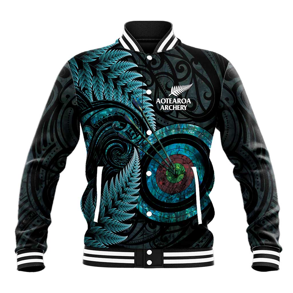 New Zealand Archery Baseball Jacket Aotearoa Silver Fern Maori - Polynesian Pride