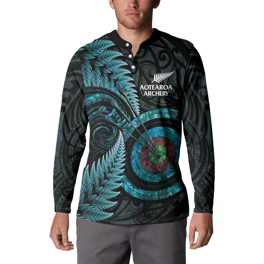 New Zealand Archery Button Sweatshirt Aotearoa Silver Fern Maori - Polynesian Pride
