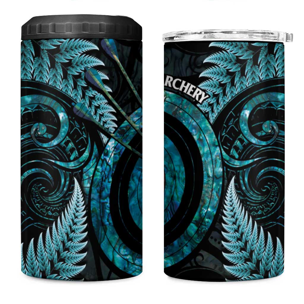 New Zealand Archery 4 in 1 Can Cooler Tumbler Aotearoa Silver Fern Maori - Polynesian Pride