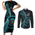 New Zealand Archery Couples Matching Short Sleeve Bodycon Dress and Long Sleeve Button Shirt Aotearoa Silver Fern Maori - Polynesian Pride