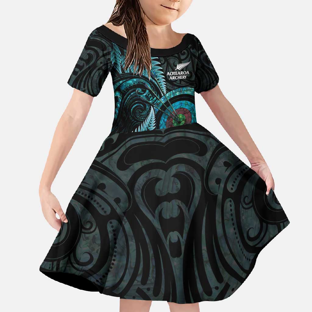 New Zealand Archery Family Matching Mermaid Dress and Hawaiian Shirt Aotearoa Silver Fern Maori - Polynesian Pride