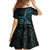 New Zealand Archery Family Matching Off Shoulder Short Dress and Hawaiian Shirt Aotearoa Silver Fern Maori - Polynesian Pride