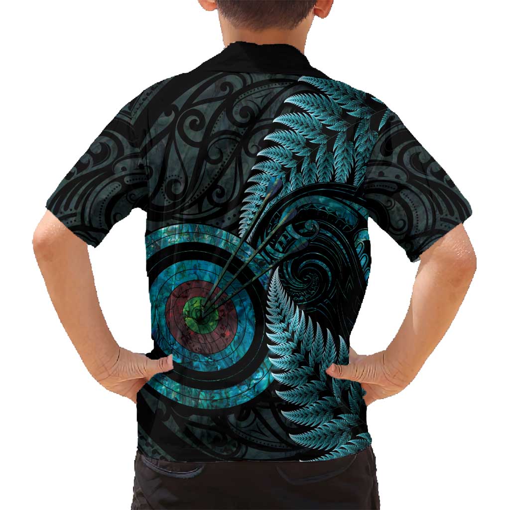 New Zealand Archery Family Matching Puletasi and Hawaiian Shirt Aotearoa Silver Fern Maori - Polynesian Pride