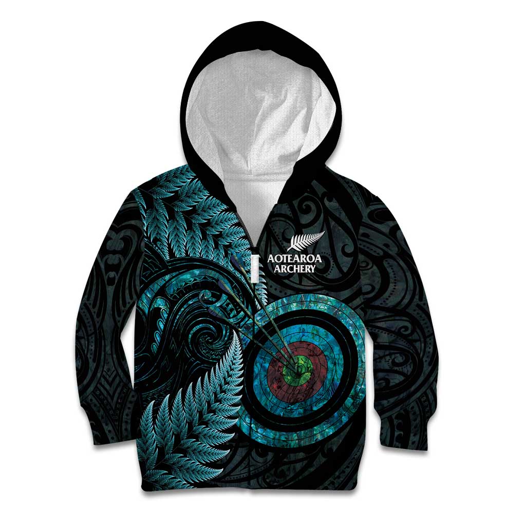 New Zealand Archery Kid Hoodie Aotearoa Silver Fern Maori - Polynesian Pride