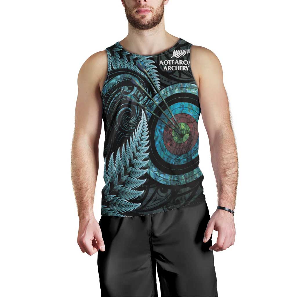 New Zealand Archery Men Tank Top Aotearoa Silver Fern Maori - Polynesian Pride