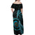 New Zealand Archery Off Shoulder Maxi Dress Aotearoa Silver Fern Maori - Polynesian Pride
