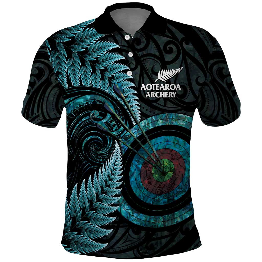 New Zealand Archery Polo Shirt Aotearoa Silver Fern Maori - Polynesian Pride
