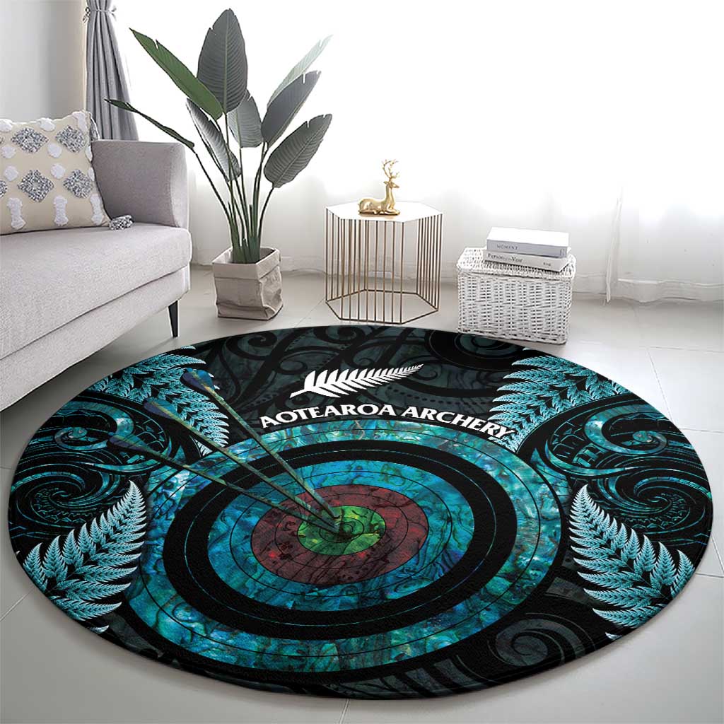 New Zealand Archery Round Carpet Aotearoa Silver Fern Maori - Polynesian Pride