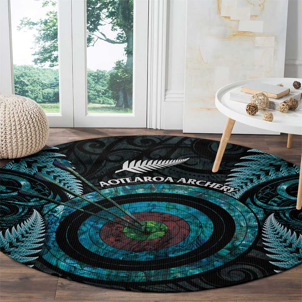 New Zealand Archery Round Carpet Aotearoa Silver Fern Maori - Polynesian Pride