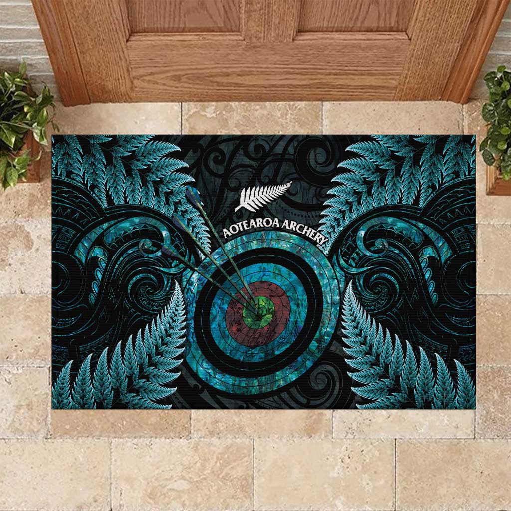 New Zealand Archery Rubber Doormat Aotearoa Silver Fern Maori - Polynesian Pride