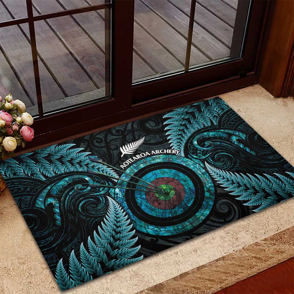 New Zealand Archery Rubber Doormat Aotearoa Silver Fern Maori - Polynesian Pride
