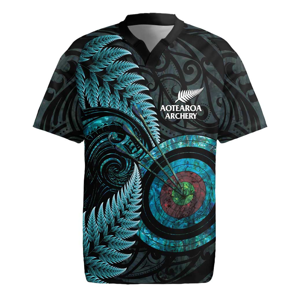 New Zealand Archery Rugby Jersey Aotearoa Silver Fern Maori - Polynesian Pride