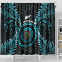New Zealand Archery Shower Curtain Aotearoa Silver Fern Maori - Polynesian Pride