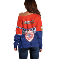 Fiji School Off Shoulder Sweater Marist Brothers Fijian Tapa Pattern LT14 - Polynesian Pride