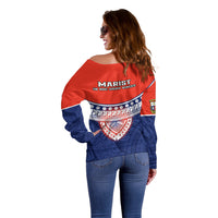 Fiji School Off Shoulder Sweater Marist Brothers Fijian Tapa Pattern LT14 - Polynesian Pride