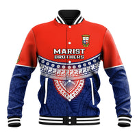 Custom Fiji School Baseball Jacket Marist Brothers Fijian Tapa Pattern LT14 Unisex Blue - Polynesian Pride