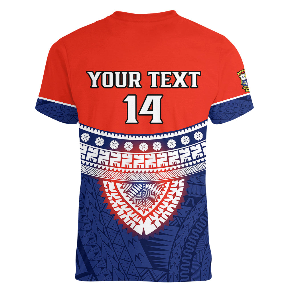 Custom Fiji School Women V Neck T Shirt Marist Brothers Fijian Tapa Pattern LT14 - Polynesian Pride