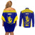 Fiji School Couples Matching Off Shoulder Short Dress and Long Sleeve Button Shirts Ratu Kadavulevu Heron With Fijian Tapa LT14 - Polynesian Pride