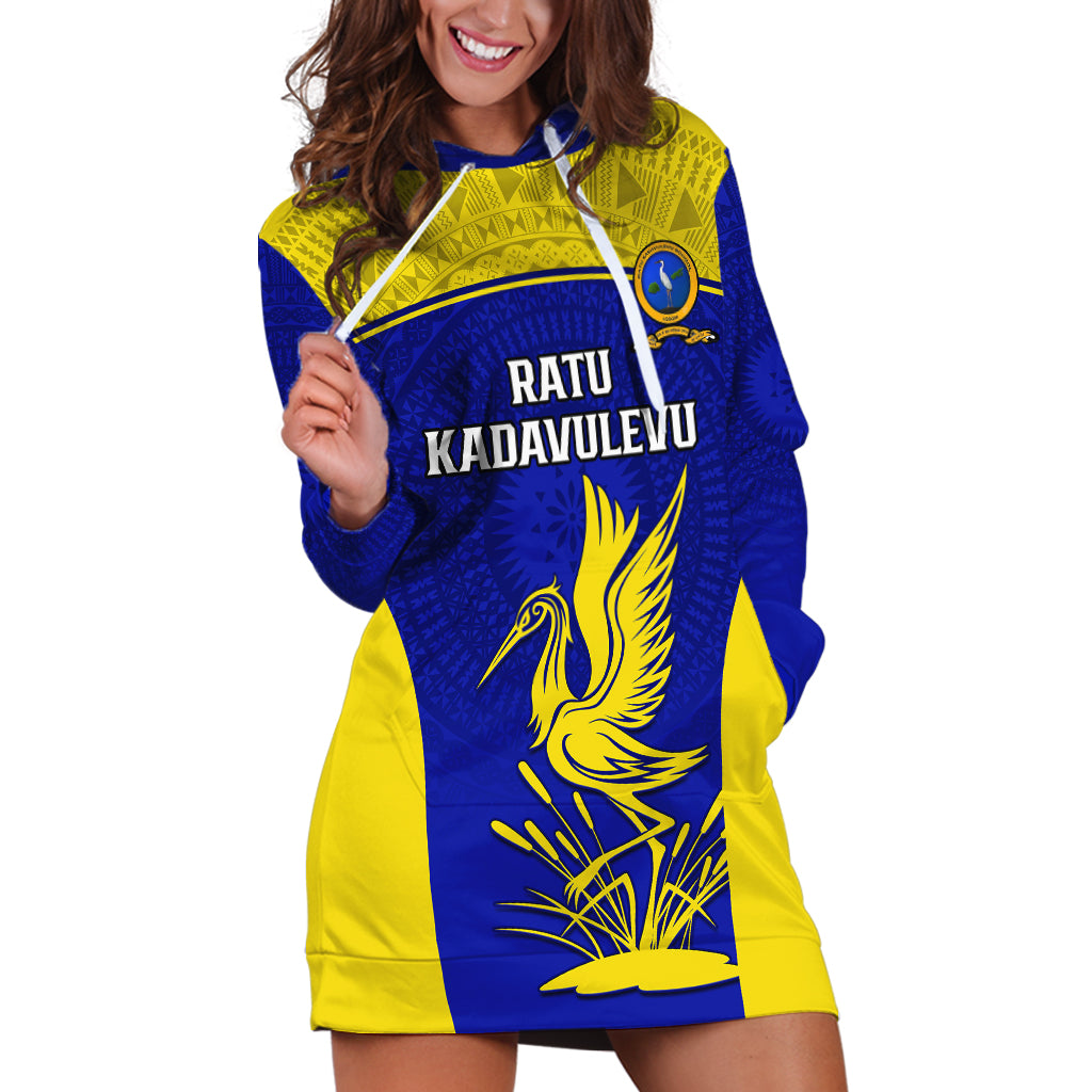 Fiji School Hoodie Dress Ratu Kadavulevu Heron With Fijian Tapa LT14 Gold - Polynesian Pride