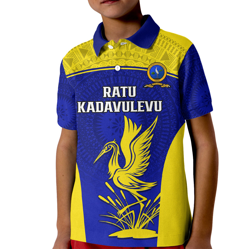 Fiji School Kid Polo Shirt Ratu Kadavulevu Heron With Fijian Tapa LT14 Kid Gold - Polynesian Pride