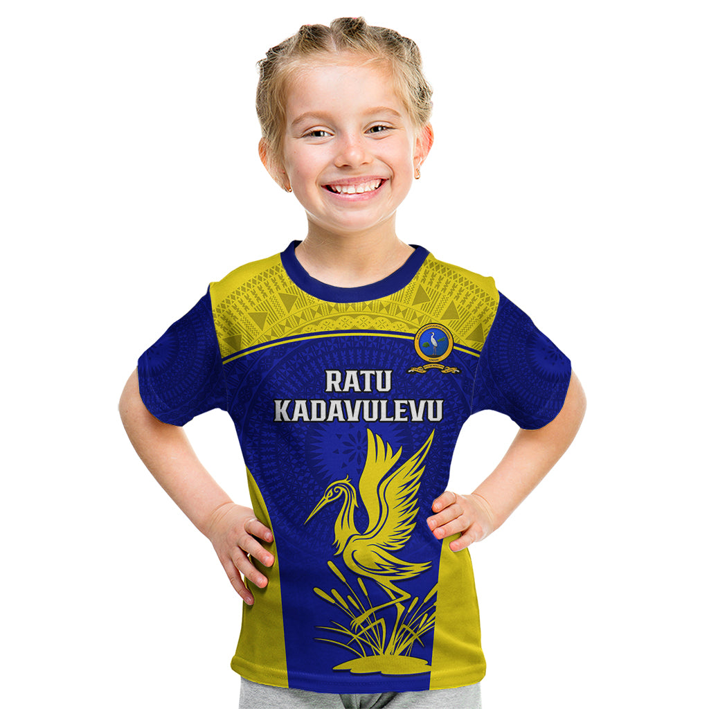 Fiji School Kid T Shirt Ratu Kadavulevu Heron With Fijian Tapa LT14 Gold - Polynesian Pride