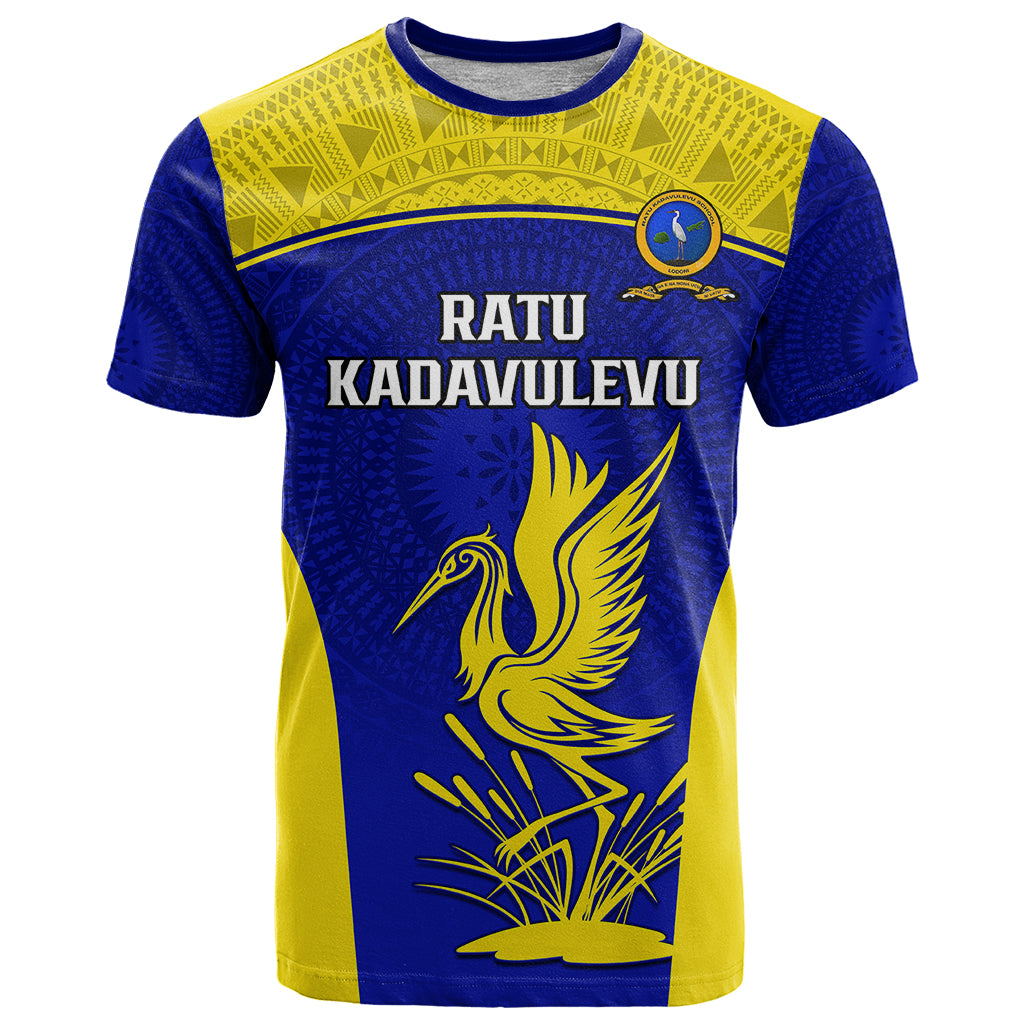 Fiji School T Shirt Ratu Kadavulevu Heron With Fijian Tapa LT14 Gold - Polynesian Pride