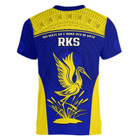 Fiji School Women V Neck T Shirt Ratu Kadavulevu Heron With Fijian Tapa LT14 - Polynesian Pride