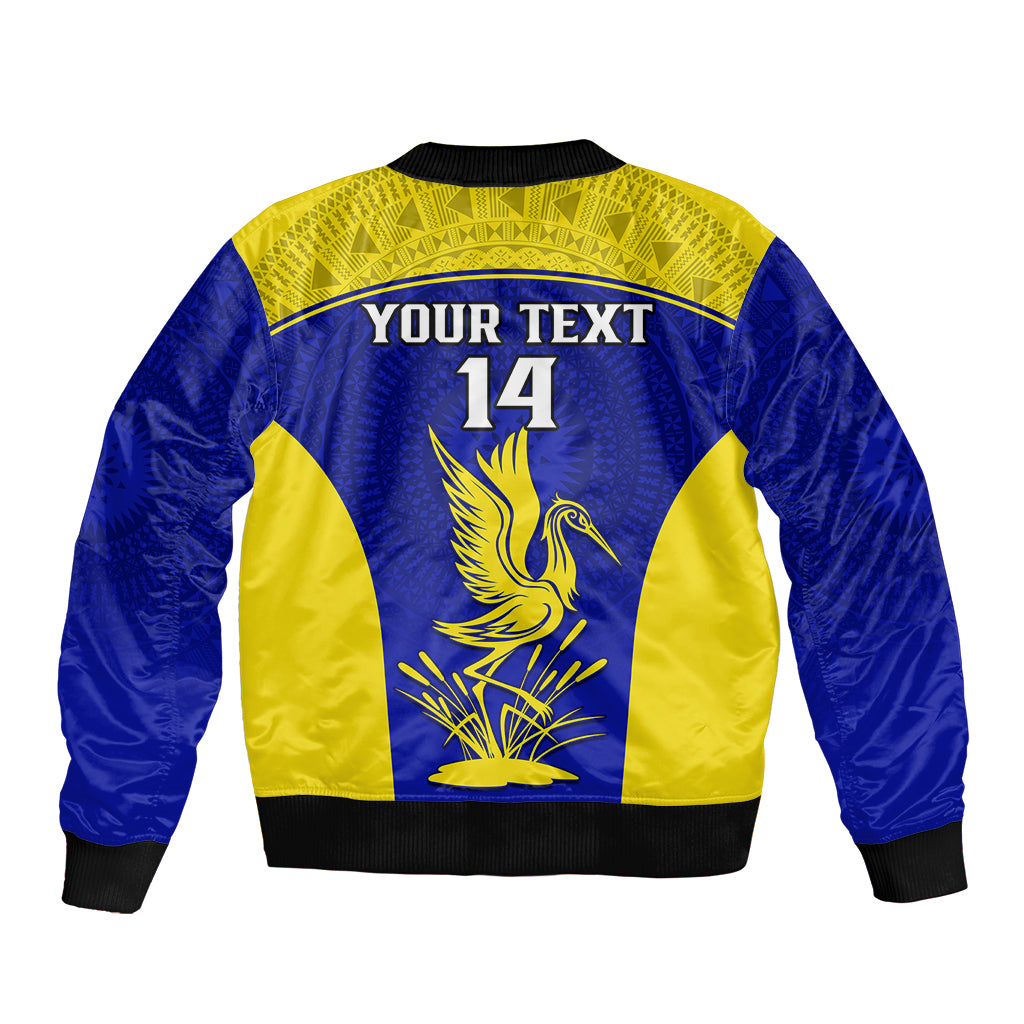 Custom Fiji School Bomber Jacket Ratu Kadavulevu Heron With Fijian Tapa LT14 - Polynesian Pride