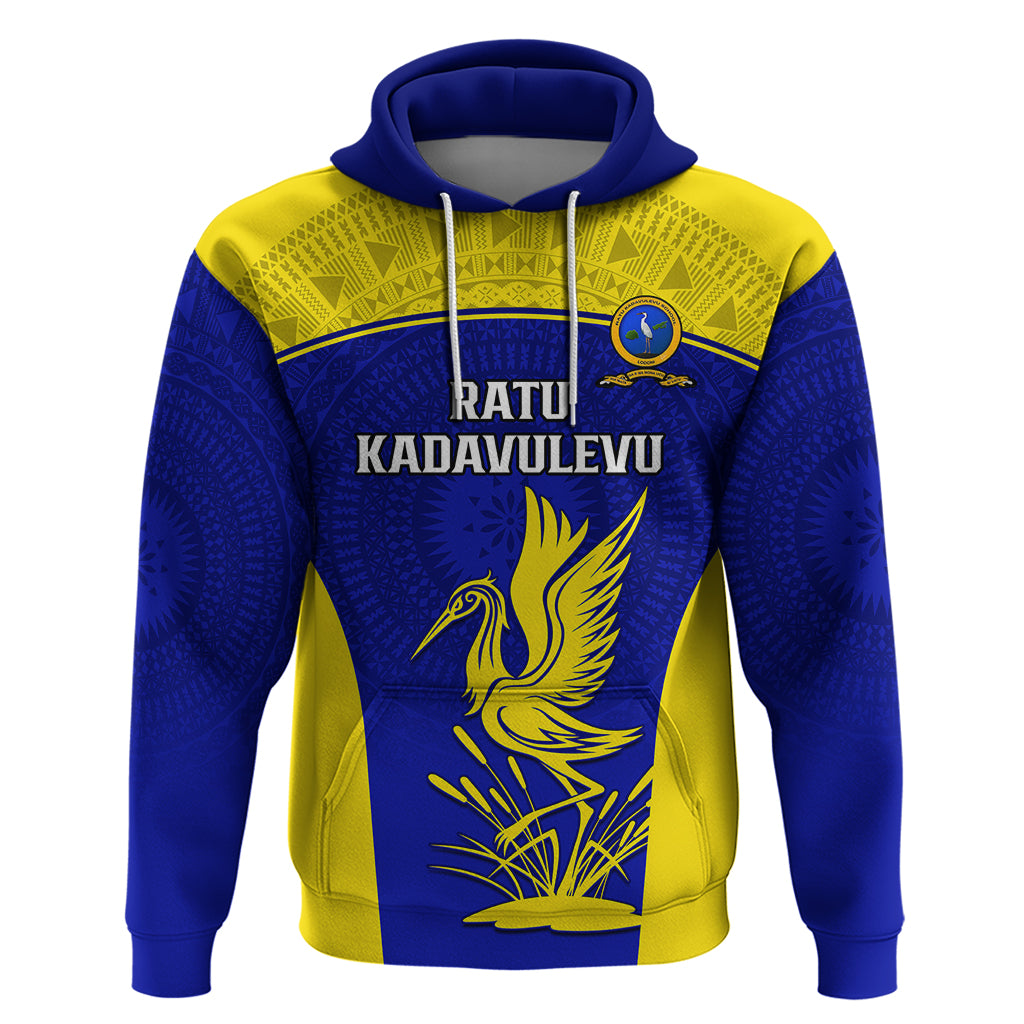 Custom Fiji School Hoodie Ratu Kadavulevu Heron With Fijian Tapa LT14 Pullover Hoodie Gold - Polynesian Pride