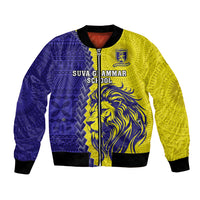 Fiji School Bomber Jacket Suva Grammar Lions With Fijian Tapa LT14 Unisex Gold - Polynesian Pride