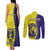 Fiji School Couples Matching Tank Maxi Dress and Long Sleeve Button Shirts Suva Grammar Lions With Fijian Tapa LT14 - Polynesian Pride