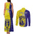 Custom Fiji School Couples Matching Tank Maxi Dress and Long Sleeve Button Shirts Suva Grammar Lions With Fijian Tapa LT14 - Polynesian Pride