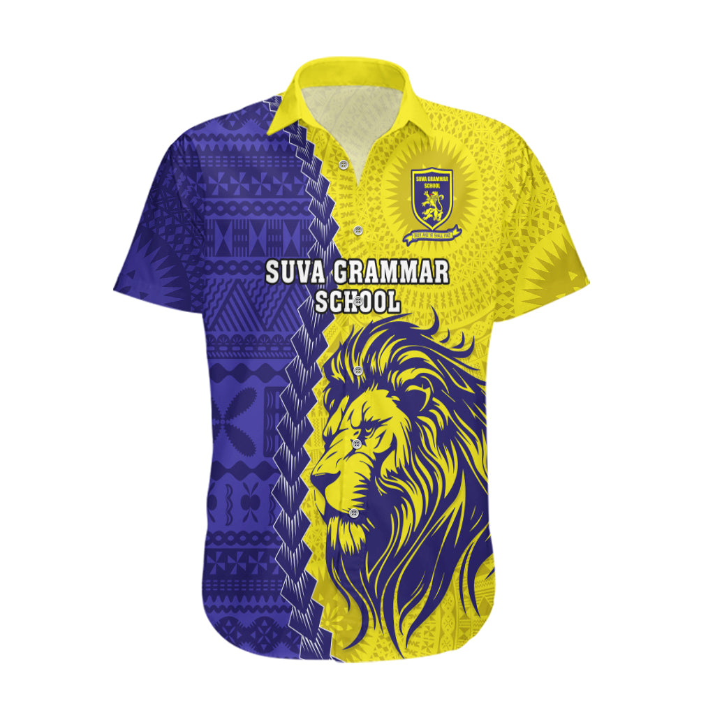 Custom Fiji School Hawaiian Shirt Suva Grammar Lions With Fijian Tapa LT14 Gold - Polynesian Pride