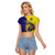 Custom Fiji School Raglan Cropped T Shirt Suva Grammar Lions With Fijian Tapa LT14 Female Gold - Polynesian Pride