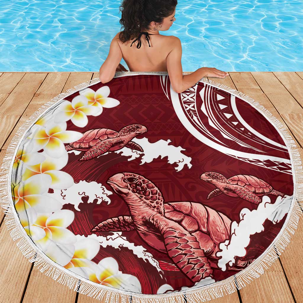 Blood Gold Polynesia Beach Blanket Polynesian Frangipani With Sea Turtles