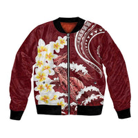 Blood Gold Polynesia Bomber Jacket Polynesian Frangipani With Sea Turtles LT14 Unisex Blood Gold - Polynesian Pride