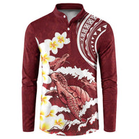 Blood Gold Polynesia Button Sweatshirt Polynesian Frangipani With Sea Turtles
