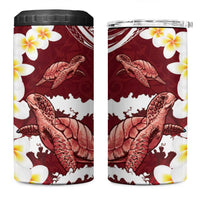 Blood Gold Polynesia 4 in 1 Can Cooler Tumbler Polynesian Frangipani With Sea Turtles
