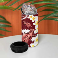 Blood Gold Polynesia 4 in 1 Can Cooler Tumbler Polynesian Frangipani With Sea Turtles