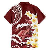 Blood Gold Polynesia Family Matching Tank Maxi Dress and Hawaiian Shirt Polynesian Frangipani With Sea Turtles