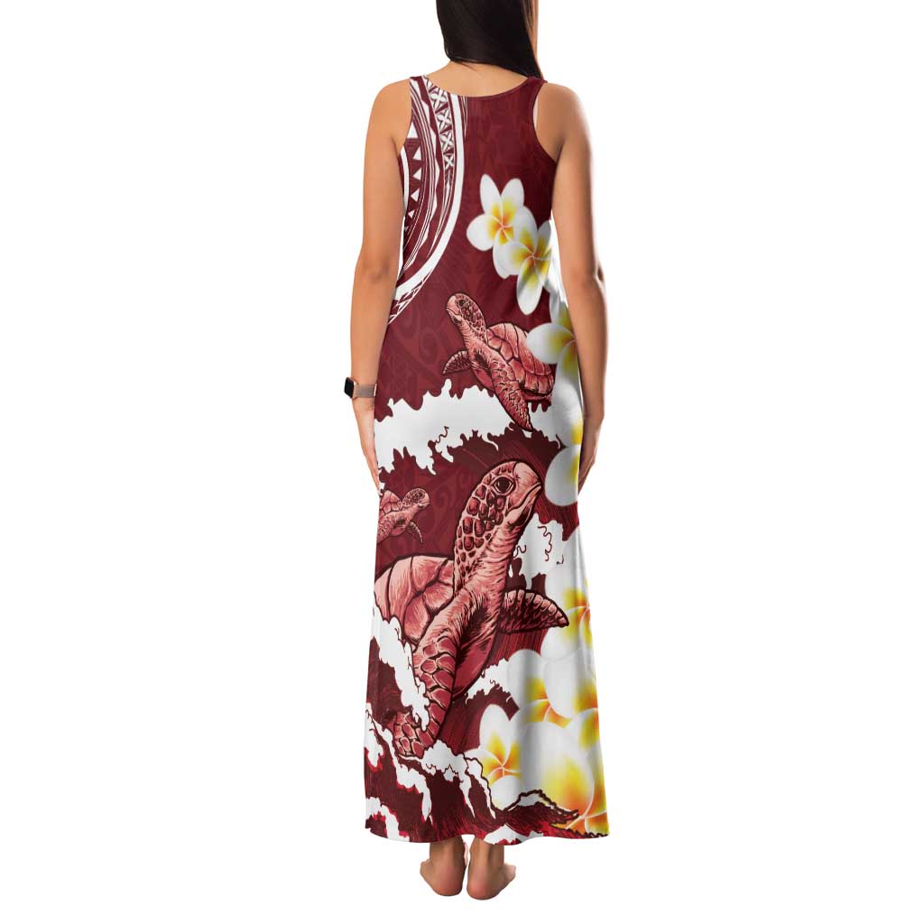 Blood Gold Polynesia Family Matching Tank Maxi Dress and Hawaiian Shirt Polynesian Frangipani With Sea Turtles