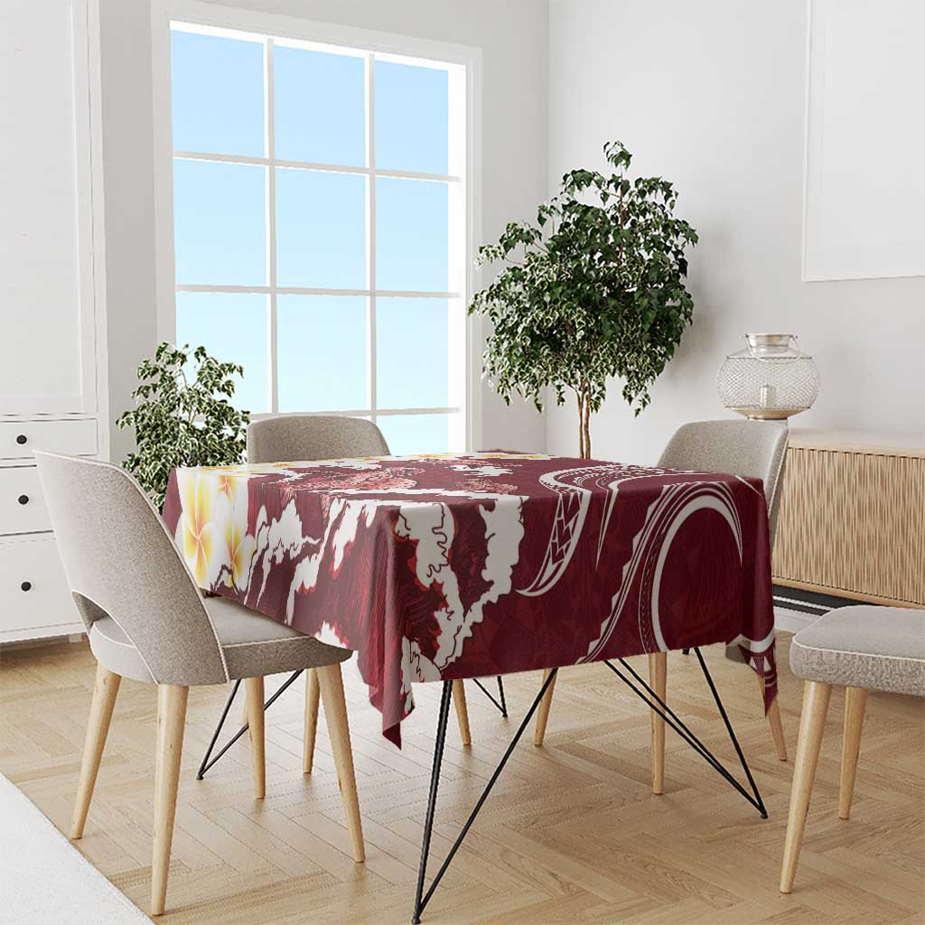 Blood Gold Polynesia Tablecloth Polynesian Frangipani With Sea Turtles