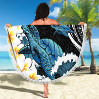 Black Polynesia Beach Blanket Polynesian Frangipani With Sea Turtles